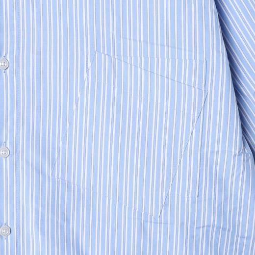 26C605SDSA男装2026新款蓝白竖条纹长袖衬衫立领宽松休闲百搭衬衣 商品图2