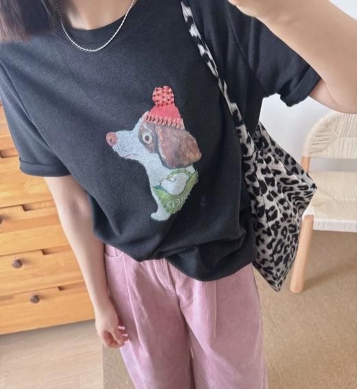 老米优品🎈3-5天。《小狗串珠双面澳绒短袖tee》复古少女既视感，轻松get韩系穿搭~  T260227A 商品图6