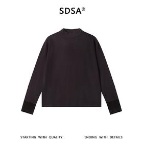 SDSA男装2026新款潮牌极简风长袖t恤男女同款撞色袖口宽松半高领
