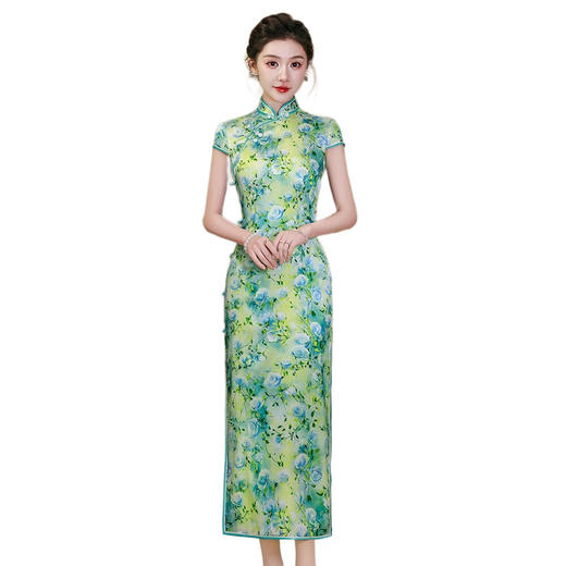 WX2026新款真丝旗袍桑蚕丝长款改良中式桑蚕丝连衣裙优雅气质修身复 商品图4