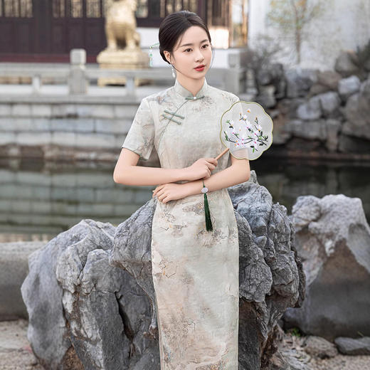 ZAYS新中式旗袍新款2026春季改良年轻款连衣裙女装修身中长显瘦日常 商品图1