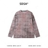 26T86SDSA男装2026新款复古格纹圆领长袖T恤做旧粉棕格纹宽松休闲上衣 商品缩略图1
