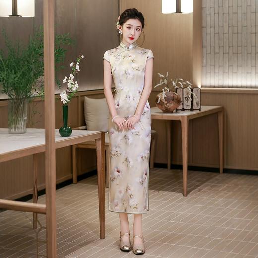 WX2026新款真丝旗袍长款改良中式桑蚕丝连衣裙优雅气质修身复古 商品图0