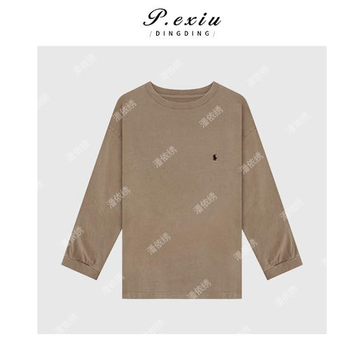 A008潘依绣丁丁宠粉简约胸口刺绣炒色长袖T恤Q07183 商品图3