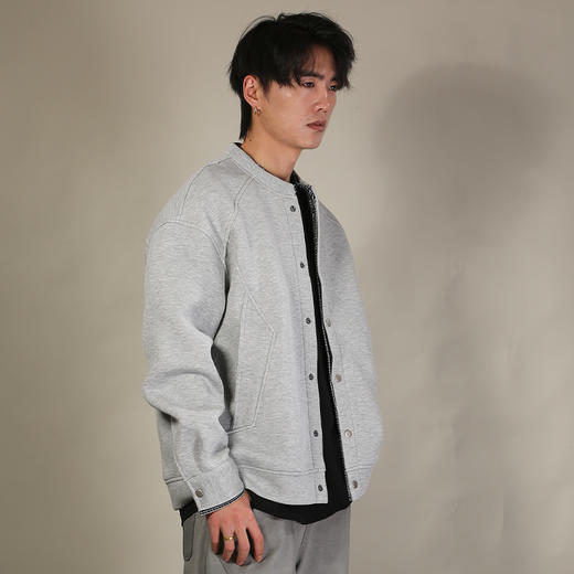 DRONKOO 2026 立领领口门襟小格纹拼针织中厚夹克 商品图2