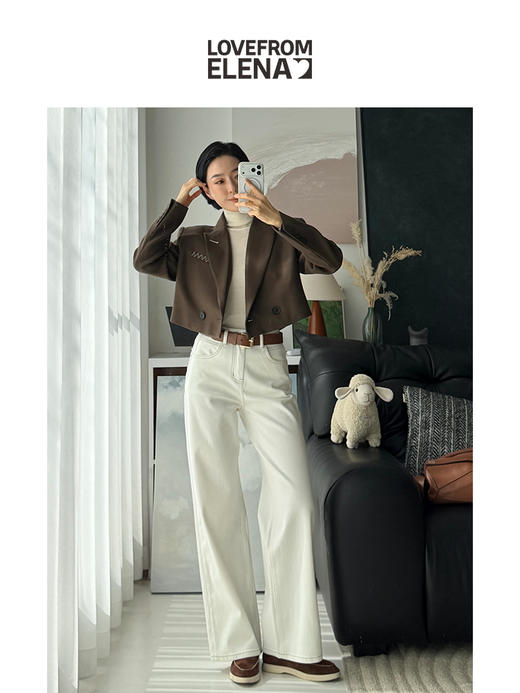03/04 Elena朴｜春季百搭款 莱卡双芯结构弹力直筒牛仔裤 商品图3