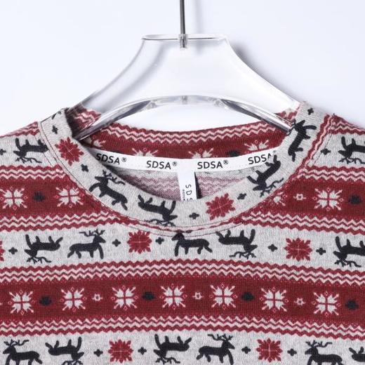 26T85SDSA男装2026新款麋鹿提花长袖T恤费尔岛条纹宽松圆领打底衫 商品图2