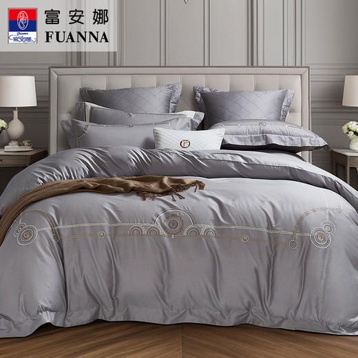 【6楼】富安娜素绣床单四件/自由之境·悦己之旅，咖色，牌牌价2980~3180元，三八爆品活动价999元 商品图0