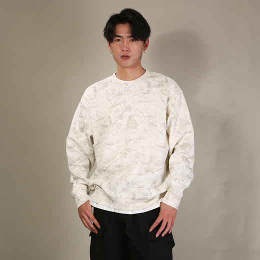 DRONKOO 2026 圆领领口下摆拼T恤满幅树叶假两件中厚卫衣 商品图3