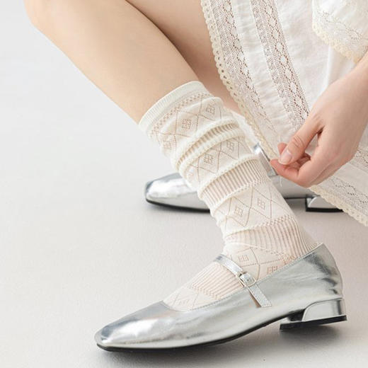 基础-简约菱格小腿袜子-纪念日百货门店同款169643706 商品图1