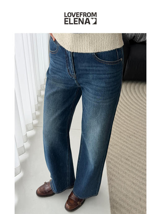 03/04 Elena朴｜春季百搭款 莱卡双芯结构弹力直筒牛仔裤 商品图5