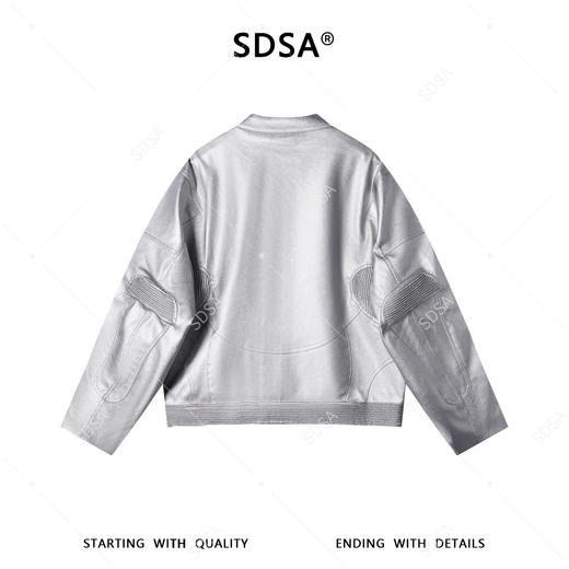 SDSA男装2026新款潮牌未来感皮衣男女同款亮面刺绣机车风上衣 商品图4