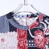 26T80SDSA男装2026新款潮牌民族风拼接长袖腰果花红蓝撞色宽松圆领T恤 商品缩略图2