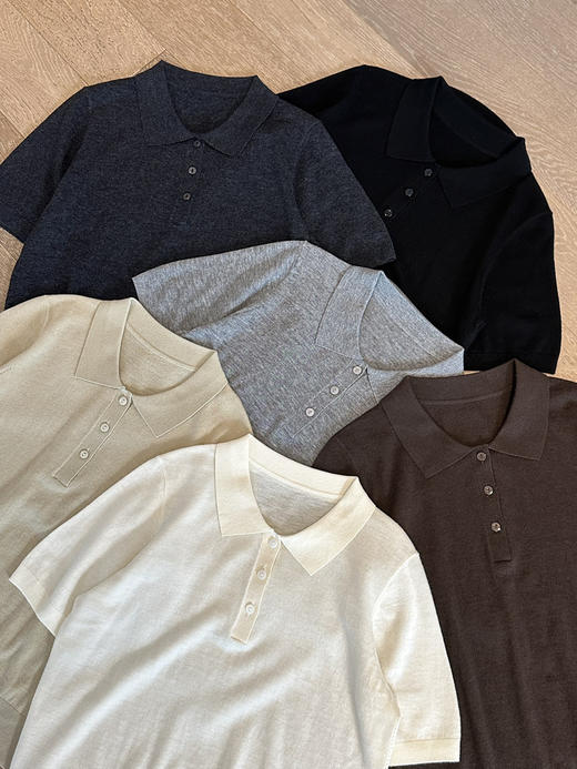 澳洲美利奴100绵羊毛正肩Polo针织短袖 商品图4