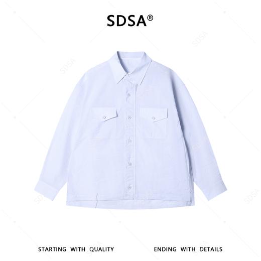 SDSA男装2026新款潮牌简约风长袖衬衫男女同款双口袋宽松翻领上衣 商品图1