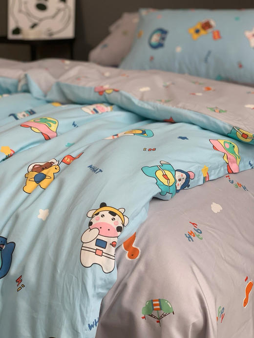 【开年福利，开学必拍！100支全棉长绒棉卡通三件套】直接把颜值和质感拉满~像云朵一样细腻柔软，亲肤透气，越洗越软，裸睡都超安心-圆圆家纺 商品图10