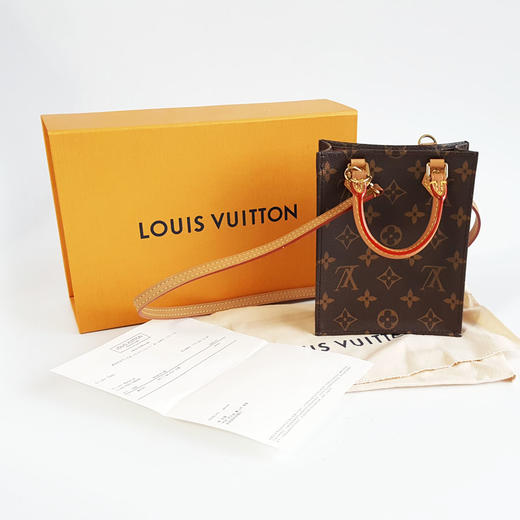 【95新】LV路易威登PETIT SAC PLAT手袋M69442棕色老花mini琴谱不可调节肩带包单肩斜挎包女士150226AK21 商品图1