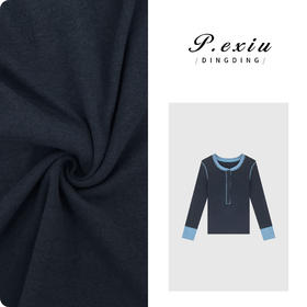 04-6潘依绣丁丁宠粉设计感撞色拼接圆领假两件长袖T恤 M0815