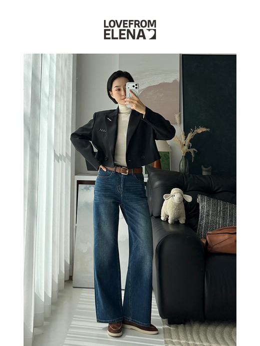 03/04 Elena朴｜春季百搭款 莱卡双芯结构弹力直筒牛仔裤 商品图1