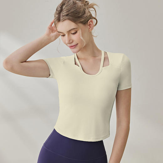 跃牌【健舞健美】系列高级感运动户外普拉提健身服上衣短袖T恤8787 商品图2
