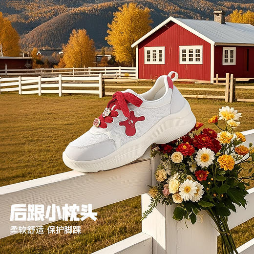【Pansy盼喜圆头低帮休闲运动女鞋】后跟柔软舒适 保护脚踝 鞋带松紧设计 穿脱方便 商品图4