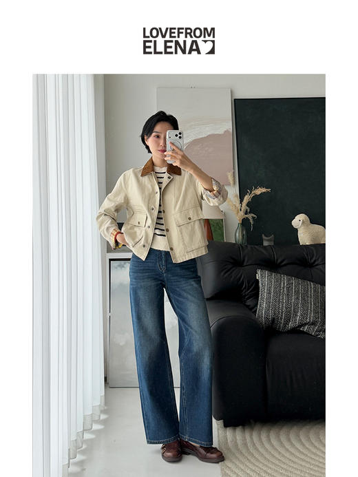 「工厂团购上新」春款外套 拼接翻领复古工装夹克ZCJ24331 商品图1