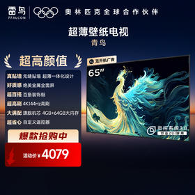 【FFALCON雷鸟 】65英寸 青鸟真壁纸电视 无缝贴墙 27.9mm一体化超薄机身 4K144Hz高刷 平板电视机 65S585C Slim