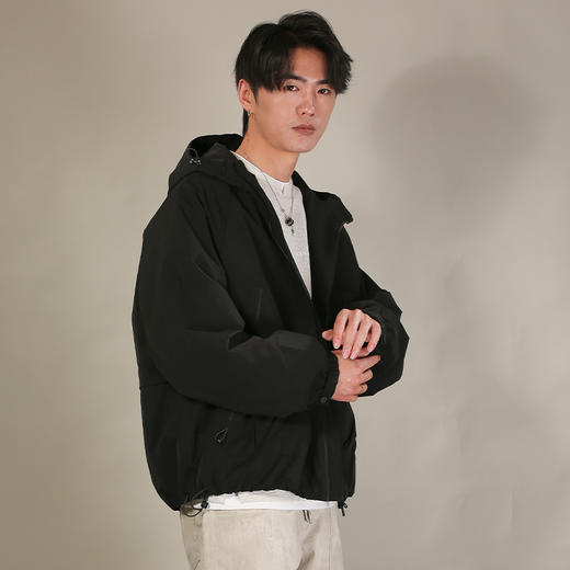 DRONKOO 2026 连帽左胸刺绣字母口袋压胶拉链中厚夹克 商品图1