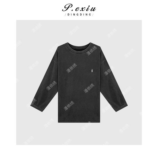 A008潘依绣丁丁宠粉简约胸口刺绣炒色长袖T恤Q07183 商品图0