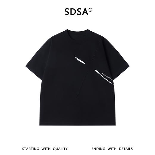 SG8709SDSA男装2026新款潮牌解构风短袖t恤斜向切割印花宽松半袖上衣 商品图1