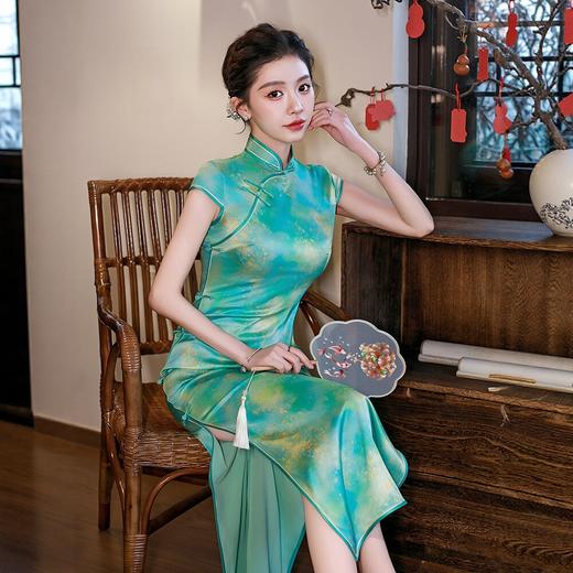 WX2026新款真丝旗袍长款改良中式桑蚕丝连衣裙优雅气质修身复古 商品图2