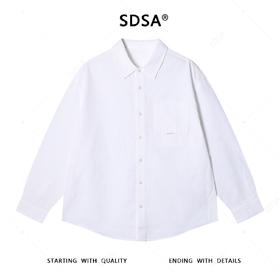 SDSA秋冬新款痞帅男装韩版潮牌提花纽扣翻领长袖衬衫宽松简约衬衣
