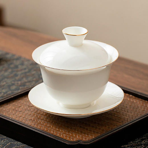 瓷聚阁丨羊脂玉瓷盖碗 三才盖碗 德化玉瓷 约120ml 多款可选 茶具茶生活美器 商品图0