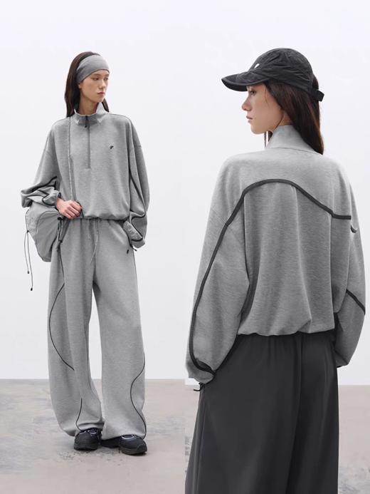 半圆/C61280122/莫代尔混纺短箱刺绣卫衣 商品图1