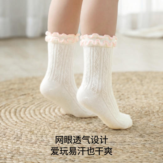 【婴童服配】嫚熙婴儿袜子网眼春夏季女童小月龄新生儿宝宝凉感中筒袜 商品图2