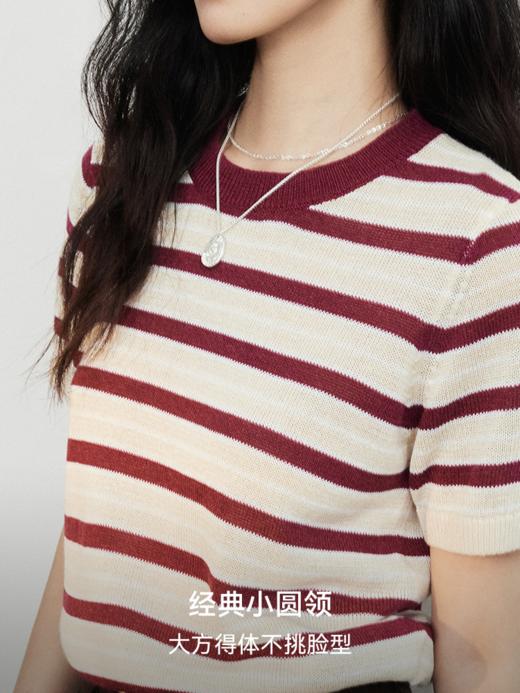 法式文艺 条纹套头毛衫FCG1WST084 商品图4