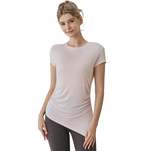 跃牌【健舞健美】修身显瘦圆领短袖T恤运动户外普拉提开叉健身服上衣8765 商品图4