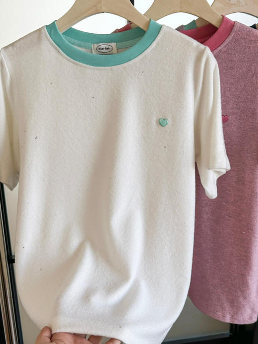 韩系 银河细闪爱心撞色短袖T恤 商品图8