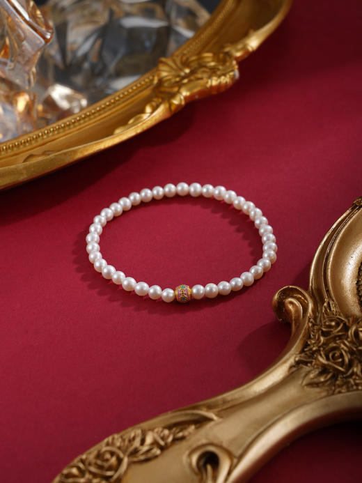 子佩集【珠光圆合】珍珠惜王妃手链【AYSL14】珐琅彩粉珠镀金2602 商品图5