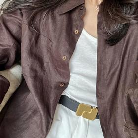 头层牛皮🐂【So*ur法式极简金扣皮带】ins百万博主私服同款🏆非常好搭配的衣柜长青款～标志性金扣不老气也不浮夸