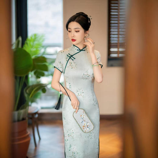ZAYS2026夏新品改良丝绸双层中长旗袍新中式优雅气质日常旗袍 商品图1