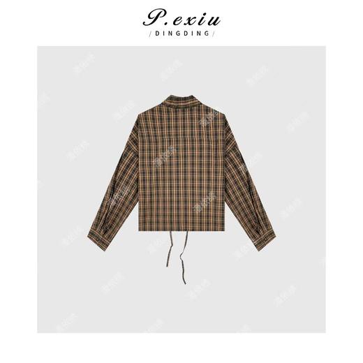 04-6潘依绣丁丁宠粉韩系氛围感复古格子长袖衬衣 Q66015 商品图1