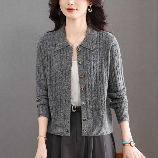 翻领针织小开衫纯色简约气质，中年妈妈早春显瘦外套CC-101-98637 商品图3