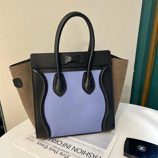 Celine Luggage Micro 黑紫 拼色 牛皮 笑脸包 商品图1