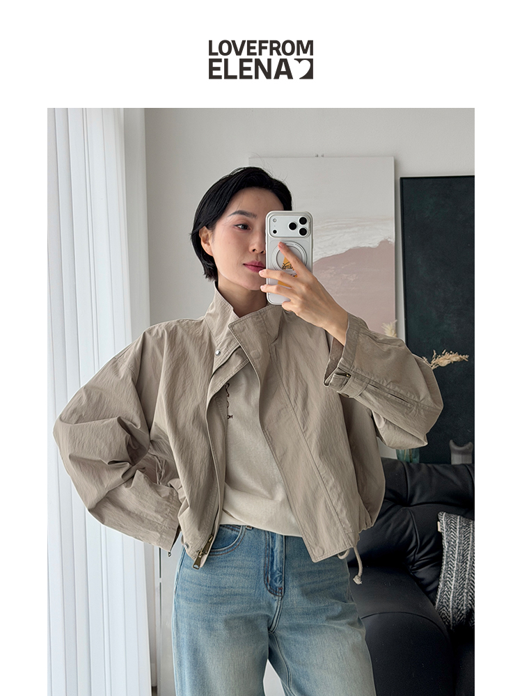 「工厂团购上新」春季必备  微皱肌理感立领抽绳短夹克ZCJ25034