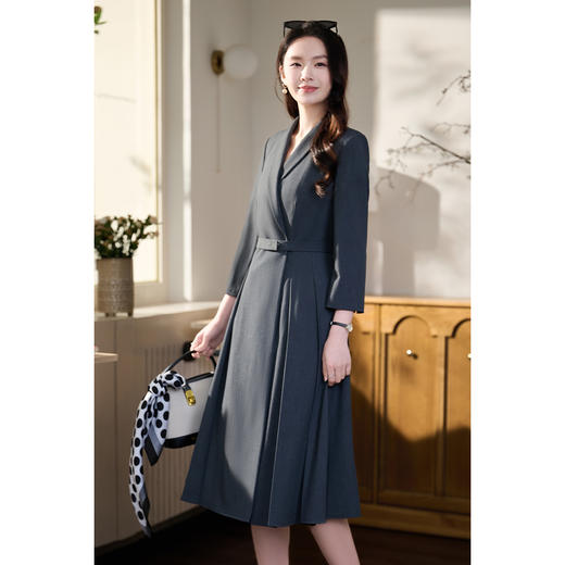 都市精英王妃裙 米思阳2026春季新款青果领通勤OL裙子女修身减龄职场西装连衣裙女1031 商品图2