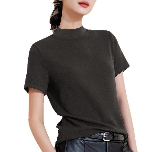 丁摩 【兰精天丝】短袖上衣女春季新莫代尔t恤气质简约中领打底衫6ZF-M935 商品图4