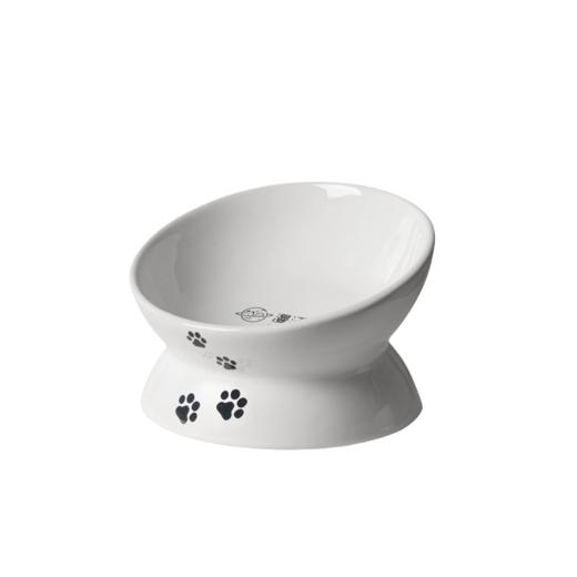 漫沃星系斜口陶瓷猫碗MC-603白色 商品图0