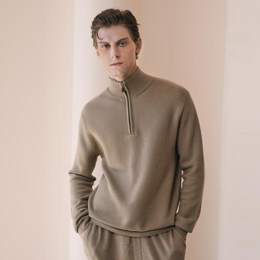 Solo seta男士纯色绵羊毛山羊绒桑蚕丝针织睡衣2026春季保暖上衣 商品图4