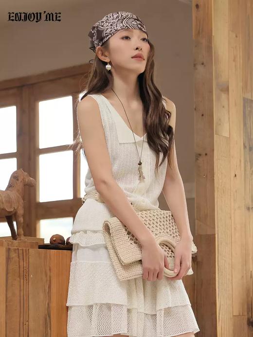 【门店同款】ENJOY春季“序光之旅”钩花小翻领针织马夹 169443801 商品图3